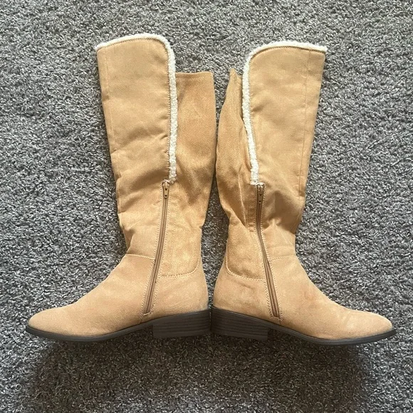 Tan Suede Knee-High Boots - Picture 3 of 12
